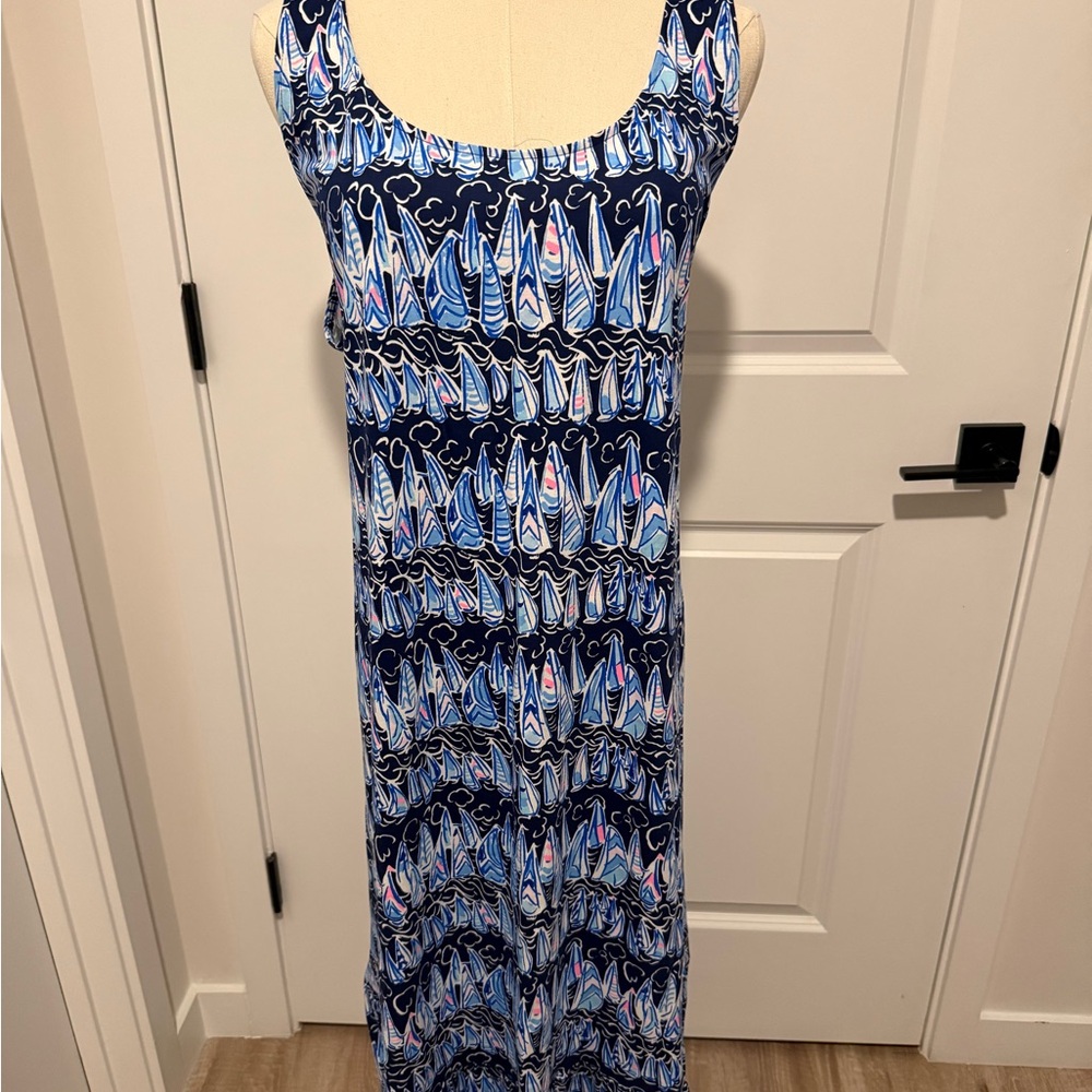 Lilly Pulitzer Nautical Blue and White Maxi Dress